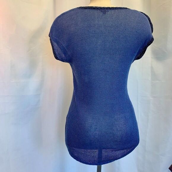 ARITZIA Blue black SS knit sweater Sz S - Picture 2 of 8